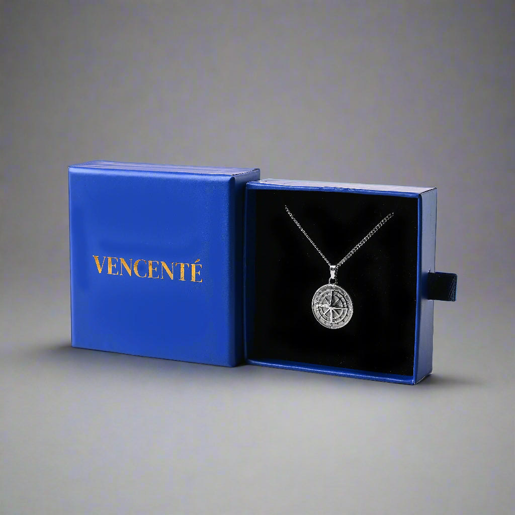 Compass Pendant (White Gold)